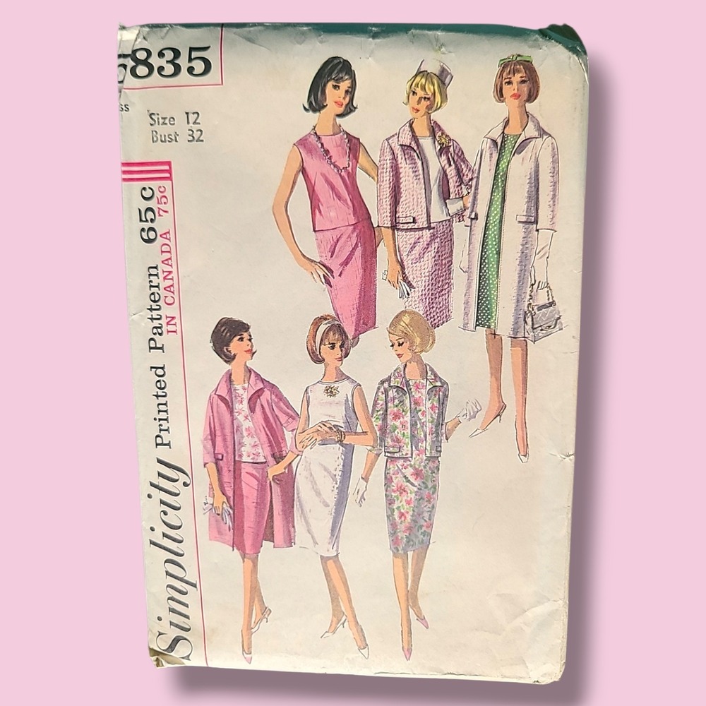 Vintage 1964 Simplicity Pattern 5835 Dress Skirt Jacket Uncut‎ Size 12 Bust 32